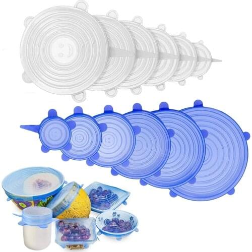 12PCS/Set Silicone Stretch Lids Universal Lid Bowl Pot Lid Cover Pan Cooking Food Fresh Microwave Covers Food Storage Covers