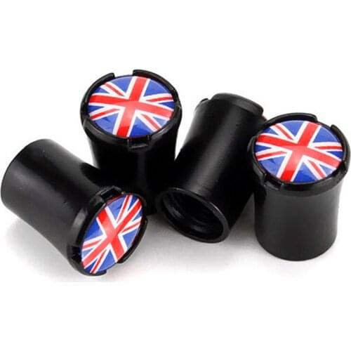 4pcs/Lot UK Flag Car Tire Valve Caps For Jeep Wrangler Patriot Grand Cherokee Wheel Tires Air Dust Waterproof Screw Airtight Cap