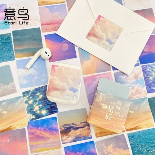 46PCS/Pack Sea of Clouds INS Sky Paper Sticker Adhesive Craft Stick Label Notebook Computer DIY Decor Kids Gift Stationery