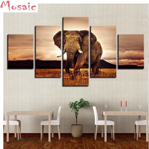 5pcs diamond Mosaic,5d DIY Diamond Embroidery Elephant,sale Diamond Painting Cross Stitch square Drill Mosaic Modern Decoration