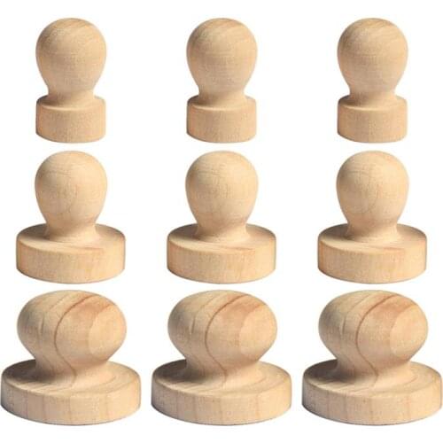 5pcs Stamp Wooden Round Handle DIY Stamp For Scrapbooking Craft Diary Solid Wood Round Handle Seal Handle