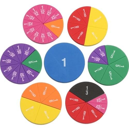 51Pcs/set Round Shaped Fractions Instrument Demonstrator Montessori Math Educational Toys Math Learning Tool Teaching Gifts