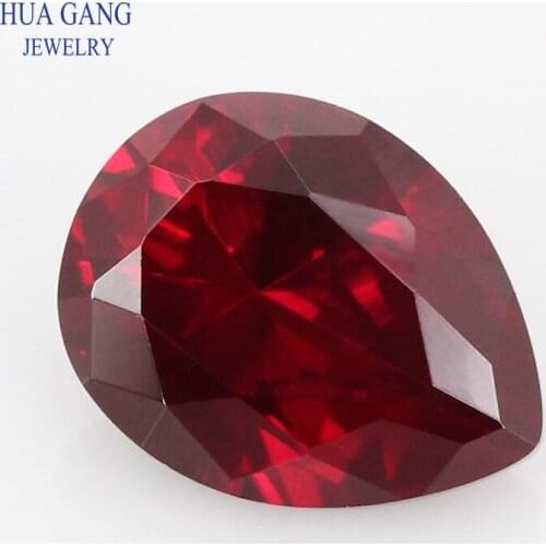 8# Red Corundum Stones Size 2x3~13x18mm Pear Cut Synthetic Corundum Gems Stone For Jewelry Wholesale Free Shipping
