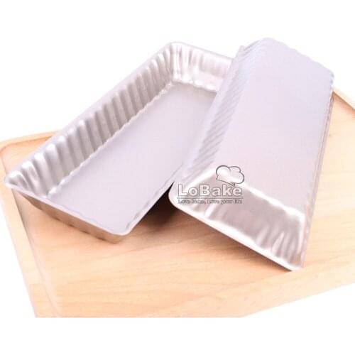 2pcs/lot 25.5*10.5cm golden fluted wavy carbon steel nonstick rectangle shape pie pan pancake mould cheese molds DIY bakeware