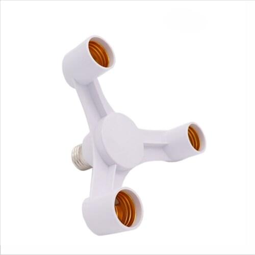 White 1 to 3 E27 Lamp Holder Converters, Universal 3 in 1 E27 Screw Base Socket Splitter Adapter for Home Office