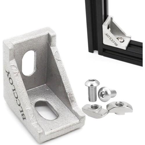 BLCCLOY Aluminium Alloys Casting Bracket, 4/10/20 Sets 2 Hole Corner Angle L Bracket for Aluminum Extrusion Profile Rail Frame
