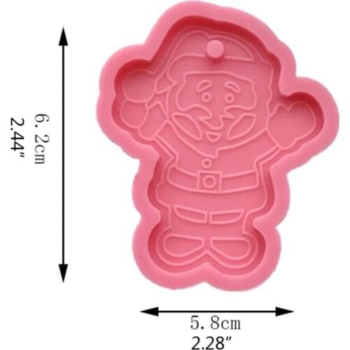Q39C Shiny Glossy Silicone Resin Molds Santa Claus Keychain Mold DIY Keychain Pendant Jewelry Epoxy Resin Crafting Molds