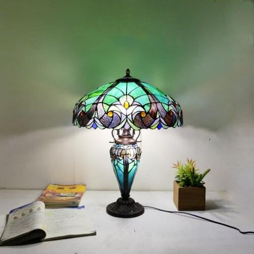 18 Inch Luxury Green European Style Grand Green E27 Large Table Lamp For Living Room Bar Sitting Room Table Lamp Retro Design