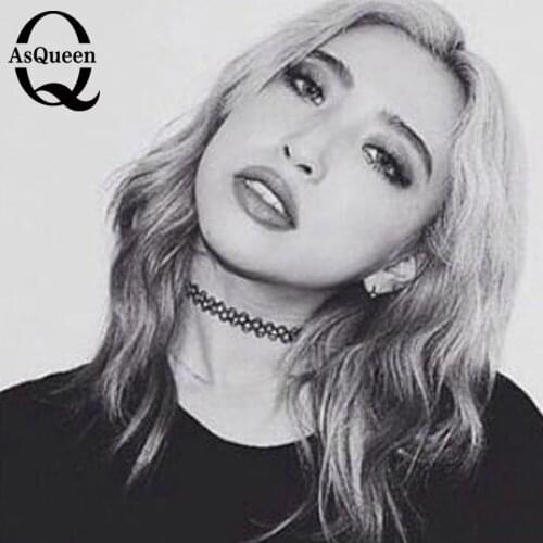 ASQUEEN Q Brand Hot Sell Vintage hippy stretch tattoo choker necklace elastic chocker black Henna Style