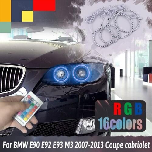 For BMW 3 Series E90 E92 E93 M3 2007-2013 Coupe Cabriolet RGB Multi-Color 5050 132Smd Flash LED SMD Angel Eyes Kit