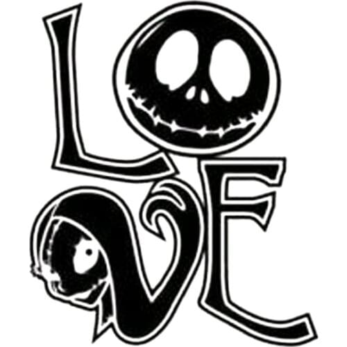 11.6CM*13.7CM Jack Skellington And Sally , Nightmare Before Christmas , Love , Car Stickers Car Decoration Black/Sliver C8-0348