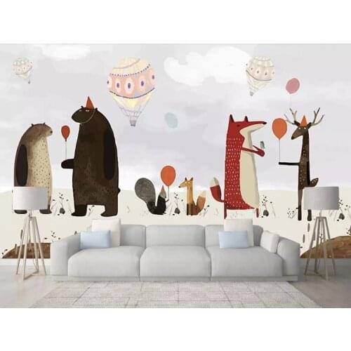 Custom Size 3D Photo Mural Wall Sticker Cartoon Animal Friends Kids Removable Wall Papers Self-adhesive Vinyl Art Home Decor