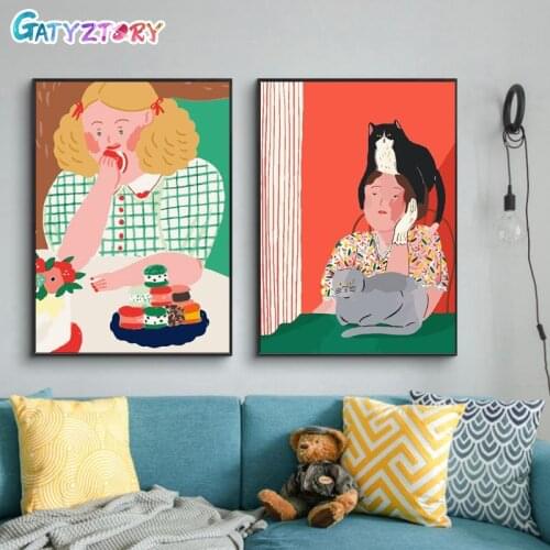 GATYZTORY pictures by numbers 40*50 cartoon girl Painting by numbers handmade gift Home wall Decor