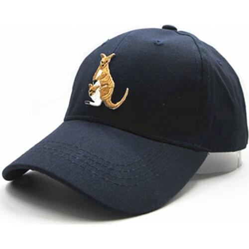 Kangaroo Animal Embroidery Cotton Baseball Cap Hip-hop Cap Adjustable Snapback Hats for Men and Women 191