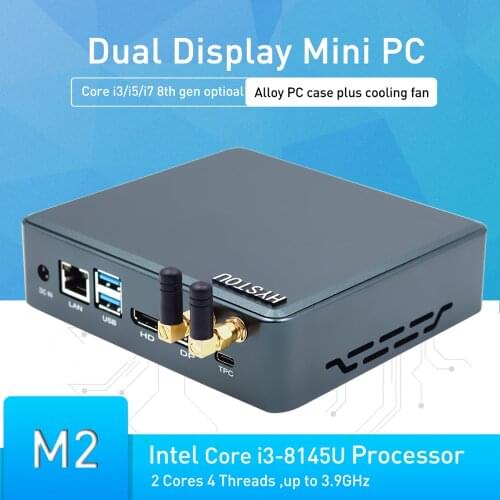 Hystou Newest 8th Gen Core i7 8145U 8265U 8565U M.2 SSD Type-c HD 2.0 DP 4K Cooling-Fan computer Pentium Gold 5405U wifi