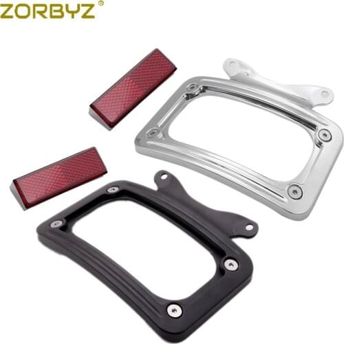 ZORBYZ Black/Chrome Curved License Plate Frame Bracket For Harley Street Glide FLHX Road King Road Glide Custom FLTRX 2010-2014