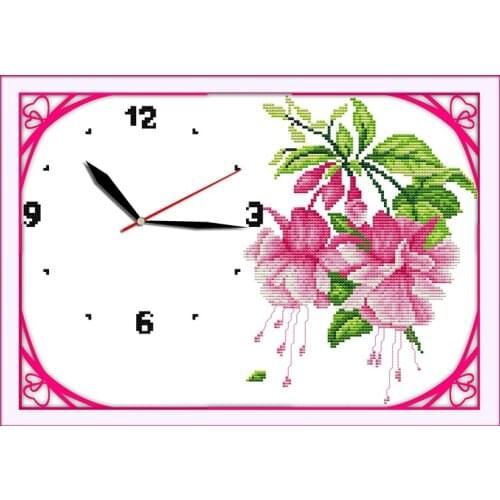 Delicate and charming cross stitch kit 14ct 11ct count print canvas wall clock stitching embroidery DIY handmade needlework