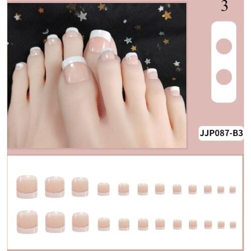 Classic French Square Toes Nails Nude Nature Fake Toes Nails Exquisite Feet Tips Acrylic Toe False Nails Tips Fake Nails Art Hot