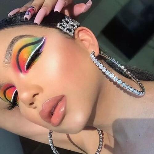 Classic Trendy Stunning Glass Rhinestone Gems Hoop Earrings For Women Jewelry Fashion Statement Earrings Accessories Hot Sale