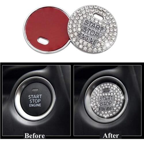 Cars One-Key Engine Start Stop Ignition Push Button Switch Cover Decorative Rhinestone Diamond Crystal Ring Car Parts for Mazda