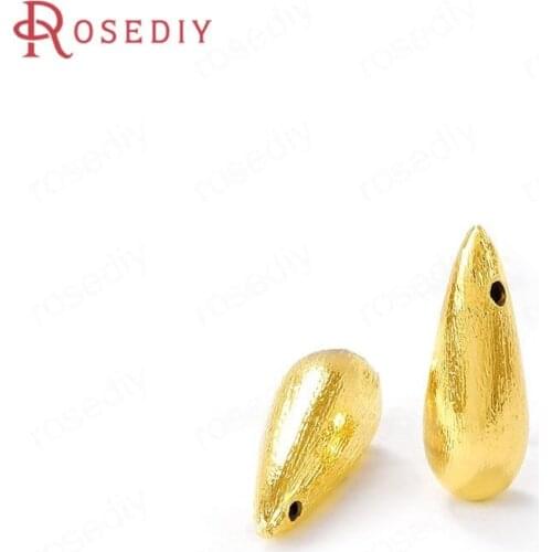 40562)4PCS 17x5MM Hole 1MM 24K Gold Color Brass Drop Shape Charms Pendants Jewelry Making Supplies Diy Findings Accessories