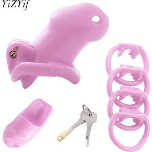 Gay Pink Lightweight AAA+ Grade Resin Sexy Device Male Birdcage cock ring Briefs jockstrap with Ring and Key Set Underwear Men