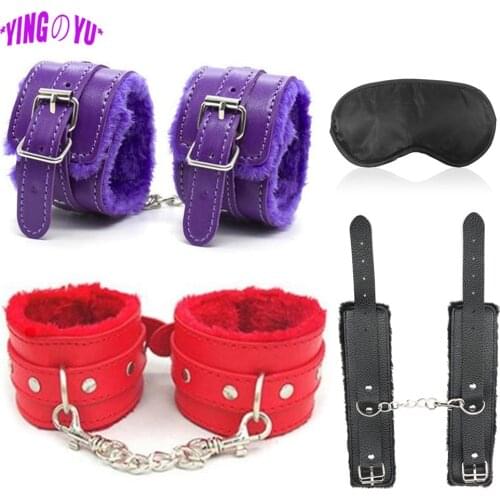 Exotic Accessories Adjustable PU Leather Plush Hand Cuffs Ankle Handcuffs For Sex Bdsm Toys Restraints Sex Bondage Adult Games
