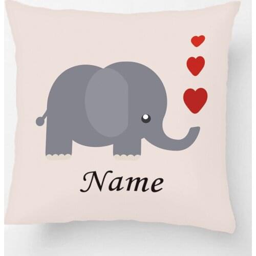 Customized Name Printed Throw Pillowcase Elephant With Heart Decorative Cushion Cover Gift By Lvsure For Car Sofa Seat