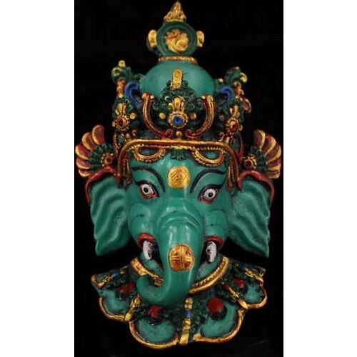 Nepal collected handmade colored drawing Sri Ganesh Lacquerware hung statue,for guard house, exorcise evil spirits