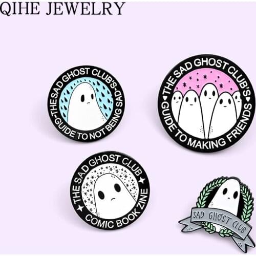 Lonely Sad Ghosts Soft Enamel Pins Badge Round Inspiring Quote Its OK to be yourself Brooches Pin Jewelry Gift for Friends