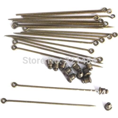 Wholesale 200piece/lot 60mm antique bronze sharp tip brooches diy safety pins with stopper set