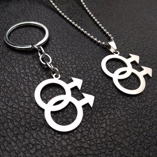 2018 Fashion Mannelijke Logo Gay Pride Pendant Necklace Gender Symbol Collar Unique Design Stainless Steel Jewelry