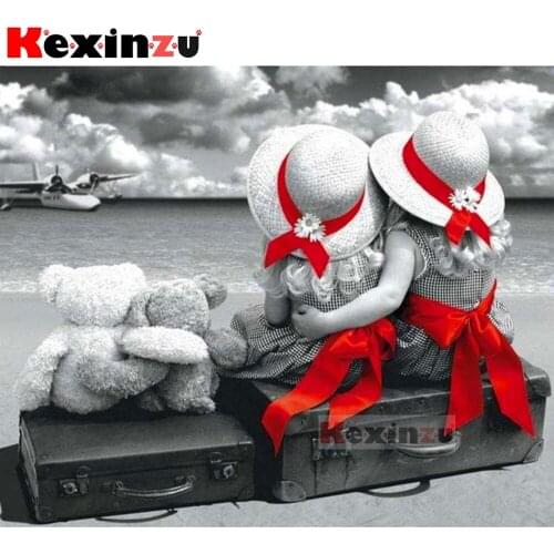 Full Square/Round 5d Diamond Painting-Children by the sea-3d Embroidery kit Cross Stitch Mosaic Full Picture Rhinestone Decor Y0