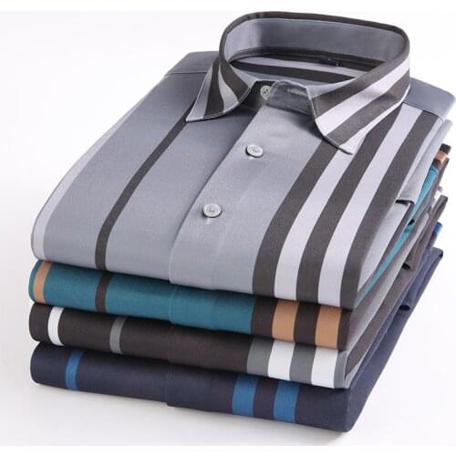 C2021 Mens Shirt Long Sleeve Striped Patchwork Digital Printing Square Collar Luxury Soft Fit Business Casual Blouse Male Tops