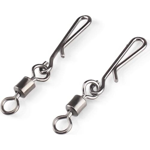 20pcs Fishing Swivels Rolling Swivel Interlock Snap Size 10/8/6/4/2 Hook Lure Connector Terminal Tackle Swivel Fishing