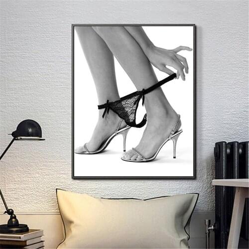 Sexy Legs Poster Black White Wall Art Pictures Bathroom Decor Bedroom Canvas Print Modern Decoration Take off Panks Nordic