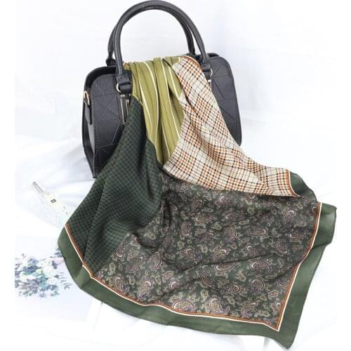 Hijab Scarf Women Luxury Brand faux Satin Silk Scarfs foulard Square Head Wraps 2019 New Fashion Shawl 70*70cm FJ197