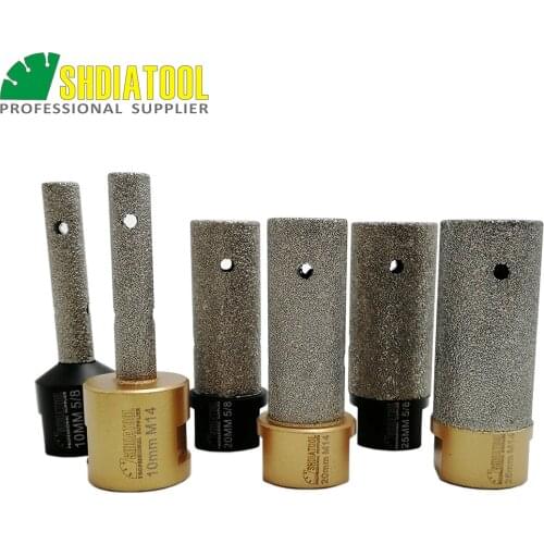 SHDIATOOL 1pc Vacuum Brazed Diamond Finger Bit Dia10/20/25mm 5/8-11 or M14 Thread Milling Bits Enlarge Tile Stone Countertop