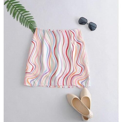 High DW83139 summer with han edition show thin waist leg long rainbow corrugated package buttocks skirts short skirt