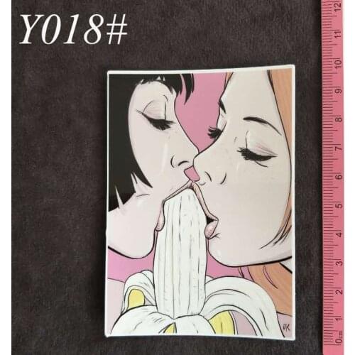 Two Girls Eating Banana Funny Cartoon Sticker For Skateboard Laptop Luggage Fridge Toy Styling Sticker Buy 3 Free 1