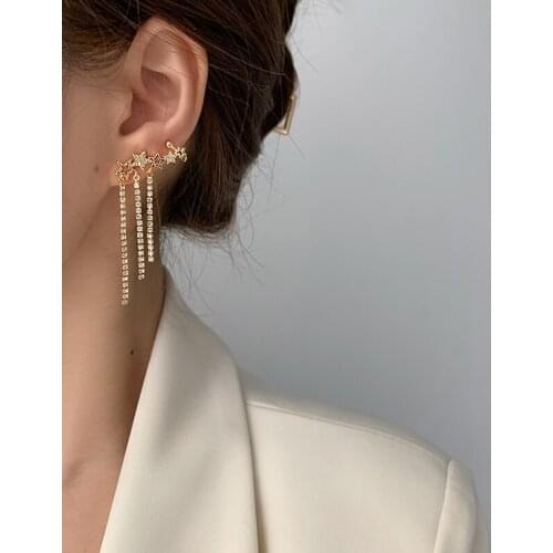 Asymmetrical Star Drop Earrings Trendy Temperament S925 Silver Jewelry Needle Natural White Topaz Earring for Women Orecchini