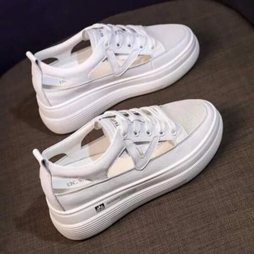 Inner increase womens sandals new summer hollow 7CM thick-soled shoes wild mesh sports womens sandals