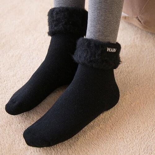 Women Thicken Winter Warm Socks Cute Soft Fluffy Fuzzy Female White Floor Cashmere Cotton Black Sock Sleep Thermal Soc M9M8