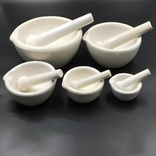 1PCS DIA 60mm 80mm 100mm 130mm 160mm Lab Porcelain Mortar and Pestle White Mixing Grinding Bowl Set