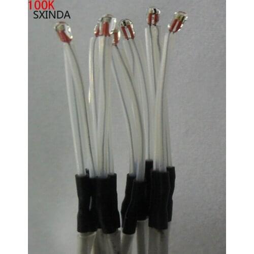 10pcs Single-ended glass sealed thermistor temperature sensor 100K 1% 3950 -resistant to 200 degrees