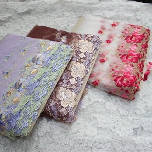 18cm or 7inch wide -5yards/lot Free Shipping Embroidered Floral Tulle Lace Trim ~Gorgeous Beauty