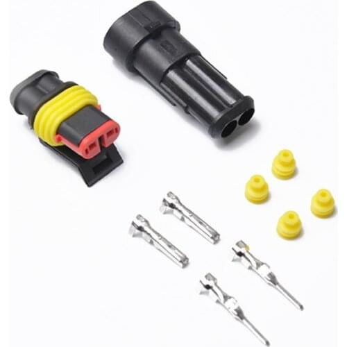 2 Sets 2 Pin Sealed Waterproof Electrical Wire Connector Terminals for Car Motorcycle Durable