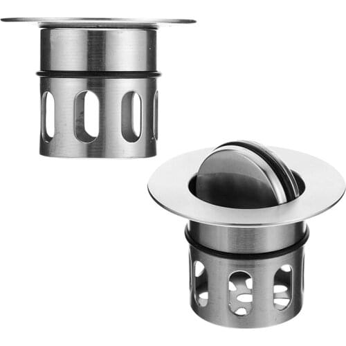 2 Pieces of Kitchen Sink Trash Basket Stainless Steel Sink Seal Ring Basket Washbasin Plug Bathtub Drain Bounce Filter