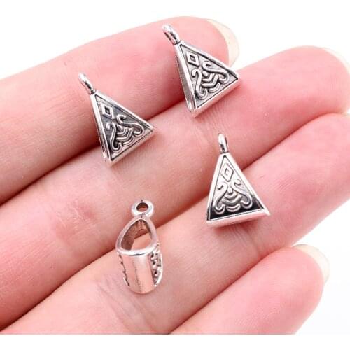 20pcs 15x10mm Beads Bails Pendants Jewelry Making DIY Necklace Antique Silver Color Beads Bails Pendants Charm Beads Bails