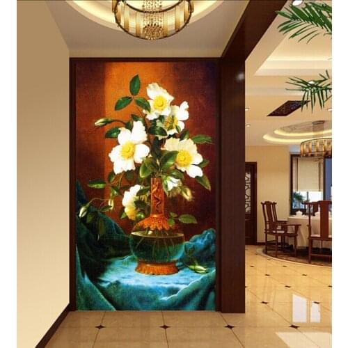 The custom 3D murals,flower vase painting porch corridor papel de parede,living room sofa TV wall bedroom wall paper